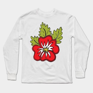 Single wild pansy cartoon flower illustration Long Sleeve T-Shirt